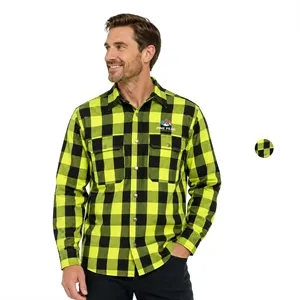 Hi Viz Buffalo Plaid Quilt-Lined Flannel Safety Shirt Jacket