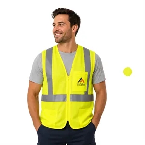 High Viz Class 2 Reflective Tape Safety Zipper Vest