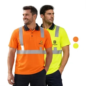 Class 2 Hi Viz Cotton Reflective Tape Safety Polo w/ Pocket