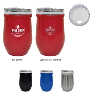 8 Oz. Glass And Stainless Steel Wine Tumbler | https://www.bestnamebadges.com