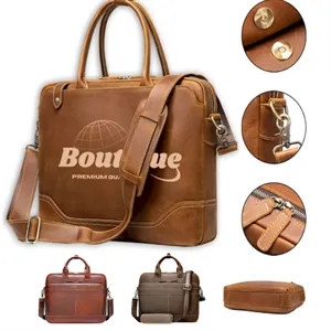 15.6 Inch Genuine Leather Laptop Briefcase