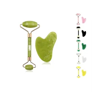 Jade Roller Facial Gua Sha Tool & Scraping Massage Set