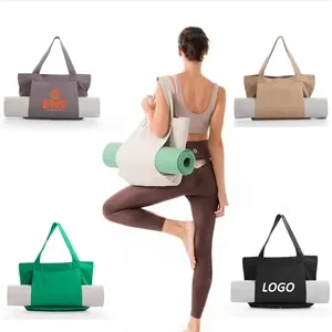 Multi-Purpose Canvas Yoga Mat Tote Bag with Mat Holder