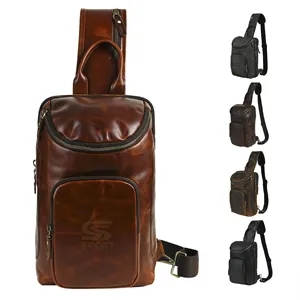 Vintage Crazy Horse Leather Sling Bag Backpack