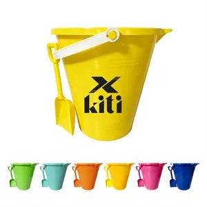 9" Plastic Sand Beach Bucket Pail W/ Shovel