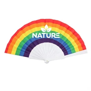 16.5" Full Color Plastic&Fabric Folding Hand Fan