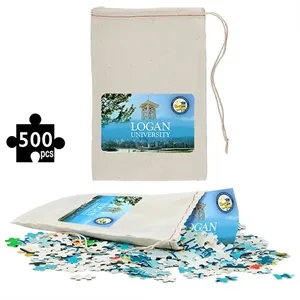 LARAMIE 500 Piece Puzzle In Cotton Drawstring Cinch - 6" W