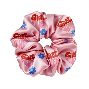 6 Inch Wide Sublimated Satin Hair Scrunchie With Elastic