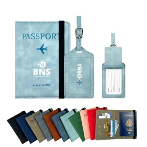 PU Leather Passport Holder and Luggage Tag Set RFID