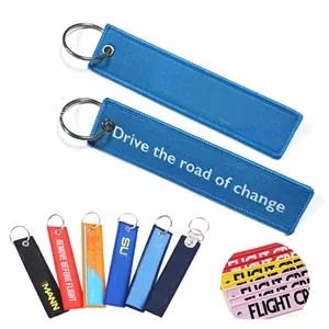 Double Sides Embroidery/ Woven Label  Keychain
