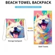 2-in-1 Foldable Beach Towel Drawstring Backpack | https://www.bestnamebadges.com