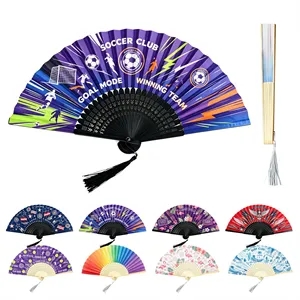 Decorative Bamboo Handheld Folding Fan W/ Tassel