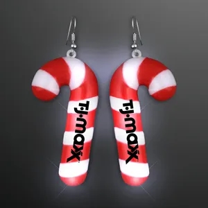 Blinky Candy Cane Earrings, 1-PAIR, Pierced