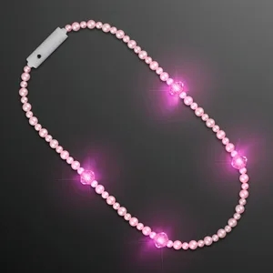Novelty Pink Pearls Light Up Short Necklace 27"