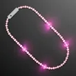 Pink Pearls Light Up Short Necklace 27" w Ribbon Medallion | https://www.bestnamebadges.com