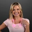 Pink Pearls Light Up Short Necklace 27" w Ribbon Medallion | https://www.bestnamebadges.com