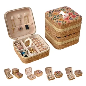 Cork Jewelry Box Portable Travel Earring Ring Organizer