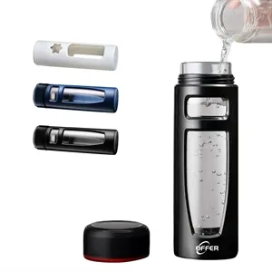 13Oz Double Wall Glass Water Bottle W/ Sleeve & Tea Strainer