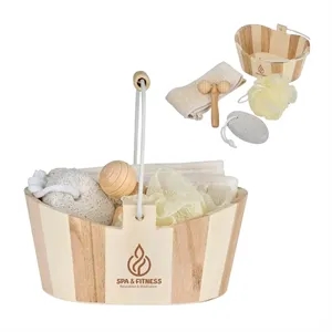 Serene 4pc Spa Kit in Wooden Bucket