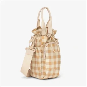 Plaid Drawstring Water Bottle Crossbody Bag
