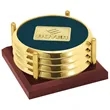 JAFFA® Four Coasters with Solid Cherry Tray | https://www.bestnamebadges.com