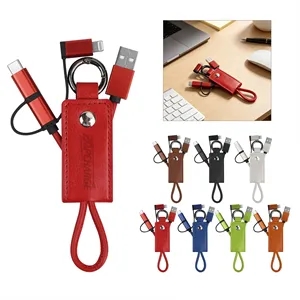 Portable 3 In 1 Leather Charging Cable Keychain