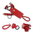 Portable 3 In 1 Leather Charging Cable Keychain | https://www.bestnamebadges.com