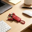 Portable 3 In 1 Leather Charging Cable Keychain | https://www.bestnamebadges.com