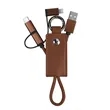 Portable 3 In 1 Leather Charging Cable Keychain | https://www.bestnamebadges.com
