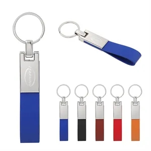 Laser Custom Leather Strap Keychain Metal Car Key Holder