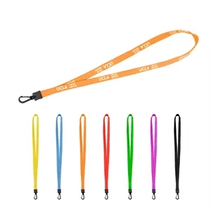 3/5" Polyester Flat Braid Lanyard Strap W/ Plastic J Hook
