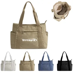Large Canvas Tote Bag With Zipper