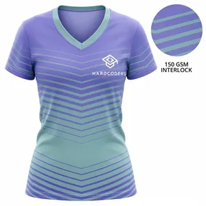 Women's 150 GSM Poly Interlock Short Sleeve V-Neck T-Shirt