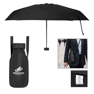 38" Arc Mini Telescopic Crossbody Umbrella With 100% rPET...