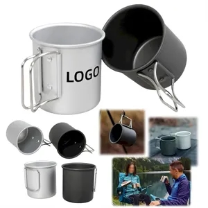 10oz Foldable Handle Aluminum Alloy Travel Cup For Camping