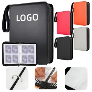 4-Pocket PU Leather Card Album With Zipper Closure