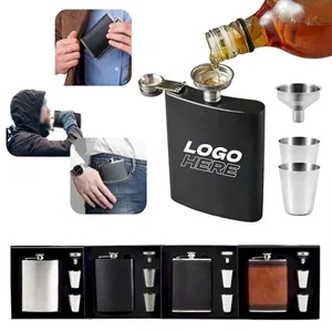 8oz Pocket Stainless Steel Hip Flask Set