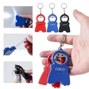 4-In-1 Keychain Tool With LED Light And Tape Measure