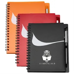 Wavy Design PP Cover RIng Notebook with Matching Pens
