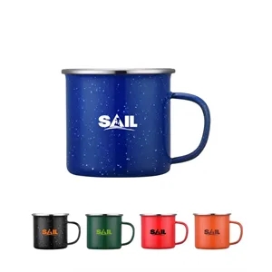 Union Printed - 16 Oz. Enamel Camping Mug w/ SS Trim