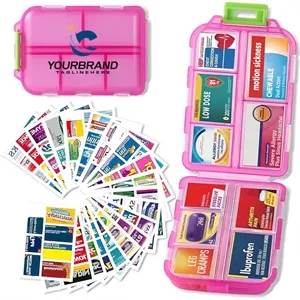 10-Compartment Pill Box with 147 Medication Label Stickers