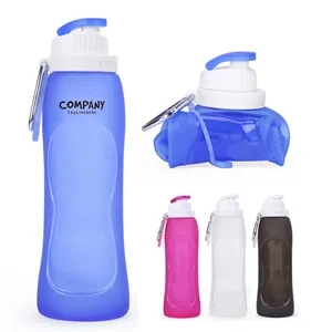 17Oz. Collapsible Water Bottle with Flip Top and Carabiner