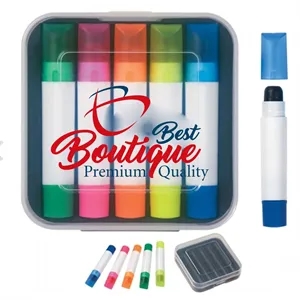 5 Piece Highlighter Marker Set in Clear Case