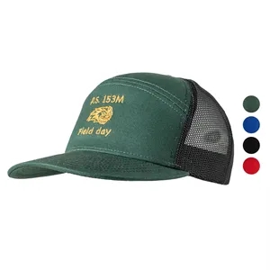 Premium 7-Panel Mesh Back Cap Flat Bill Trucker Hat Snapback