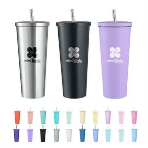 16oz Stainless Steel Vacuum Coffee Mug With Lid and Straw