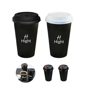 16 oz Disposable Paper Coffee Cups Lids