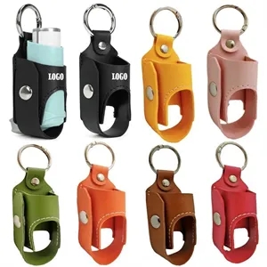 PU Leather Inhaler Holder Keychain Case