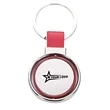 Round Metal Keychain with Leather Strap | https://www.bestnamebadges.com