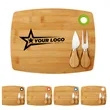 Bamboo Cheese Board Set W/ Knives and Custom Logo Engraving | https://www.bestnamebadges.com