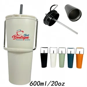 20Oz. Stainless Steel Handle Tumbler with Straw Lid